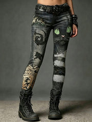 Women’s Halloween Black Cat Print bottoms