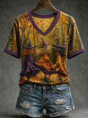 Women's Halloween Witch  Art Short Sleeve T-shirt