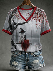 Women's Halloween Witch Art  Short Sleeve T-shirt