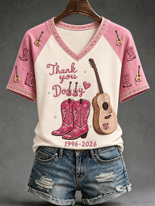 Women's Thank You Country Music Legend Tribute V-Neck Tee