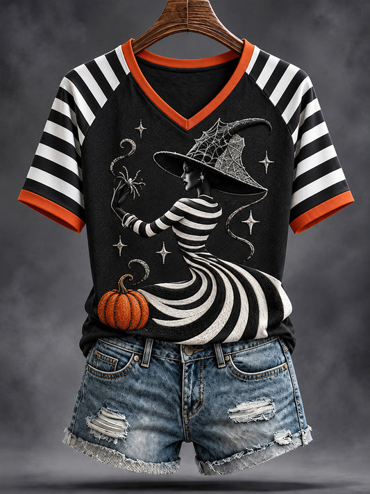 Women's Halloween Witches Art Printed T-shirt