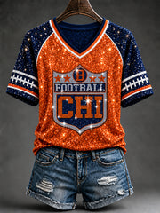 Women's Football Gameday Gift For Football Fans V-neck  T-shirt