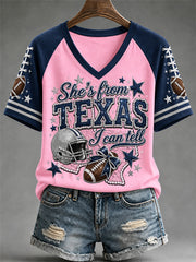 Women's Football Gameday Gift For Football Fans Casual V-Neck Tee