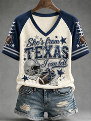 Women's Football Gameday Gift For Football Fans Casual V-Neck Tee