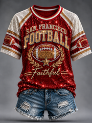 Women's Football Gameday Gift For Football Fans round neck short sleeve T-shirt
