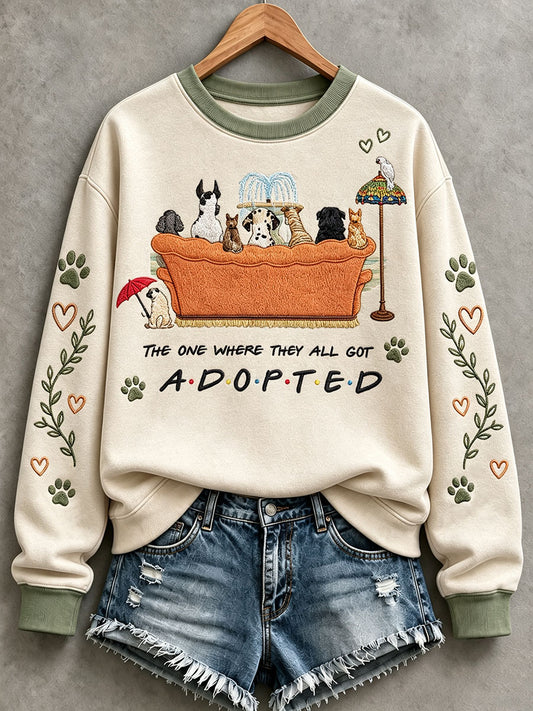 Women's Adopt a Dog Month Pet Lover Print Sweatshirt