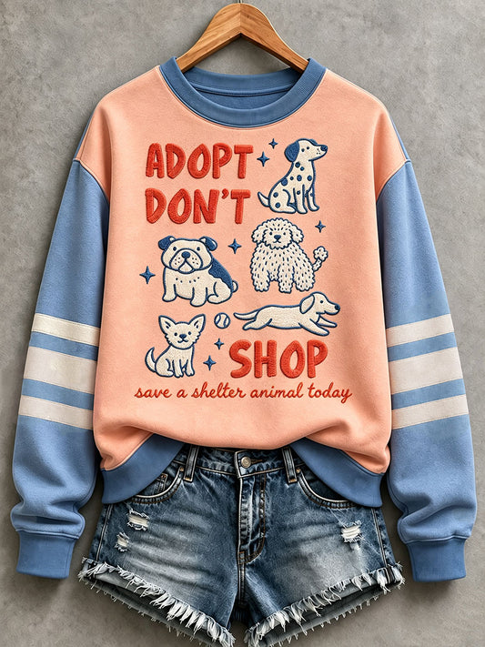 Women's Adopt a Dog Month Pet Lover Print Sweatshirt