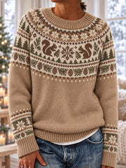 Women's Winter Deer Print  Long-Sleeved Sweater