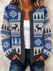 Women's  Winter Deer Cardigan-Style Knit Jacket