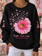 Women's Breast Cancer Pink Print Casual Sweatshirt