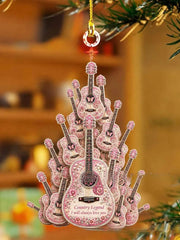 Pink Guitar Country Music Hanging Ornament