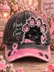 Breast Cancer Awareness Cat Print Casual Unisex Hat