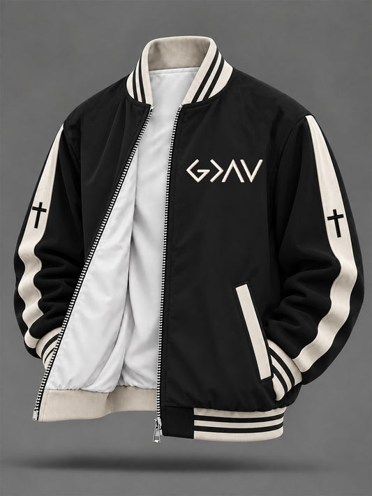 Men's Christian Art Cross Pattern Print Jacket