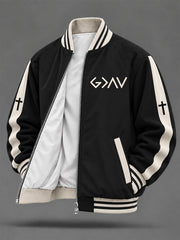 Men's Christian Art Cross Pattern Print Jacket
