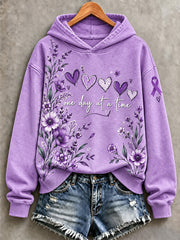 Women's Purple Floral & Alzheimer's Awareness Support Print Sweatshirt