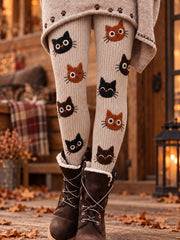 Women's Cute Cat Art Print Leggings
