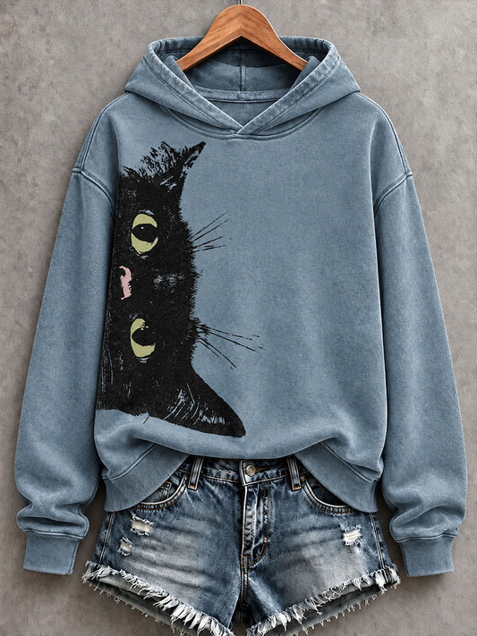 Women's Oil Paint Style Cat Art Regular Sweatshirt