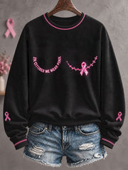 Women's Breast Cancer Awareness Floral Art Printed Sweatshirt