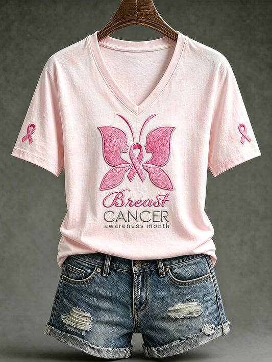 Women's Public Welfare Print Design on Disease Theme Casual Short-Sleeve T-Shirt