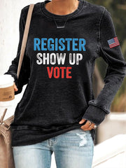 Women's REGISTER SHOW UP VOTE Polyester Waisted Sweatshirt