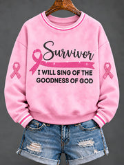 Women's Breast Cancer Pink Ribbon Faith Regular Sweatshirt
