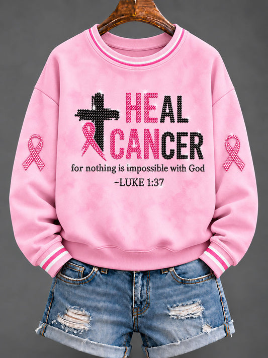 Women's Breast Cancer Pink Ribbon Faith Regular Sweatshirt