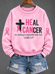 Women's Breast Cancer Pink Ribbon Faith Regular Sweatshirt
