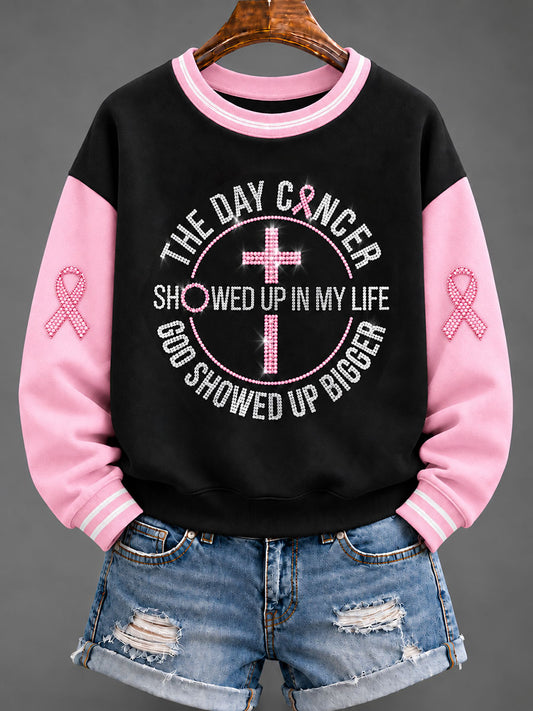 Women's Breast Cancer Pink Ribbon Faith Regular Sweatshirt