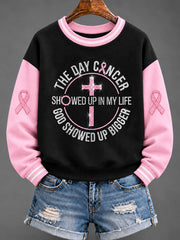 Women's Breast Cancer Pink Ribbon Faith Regular Sweatshirt