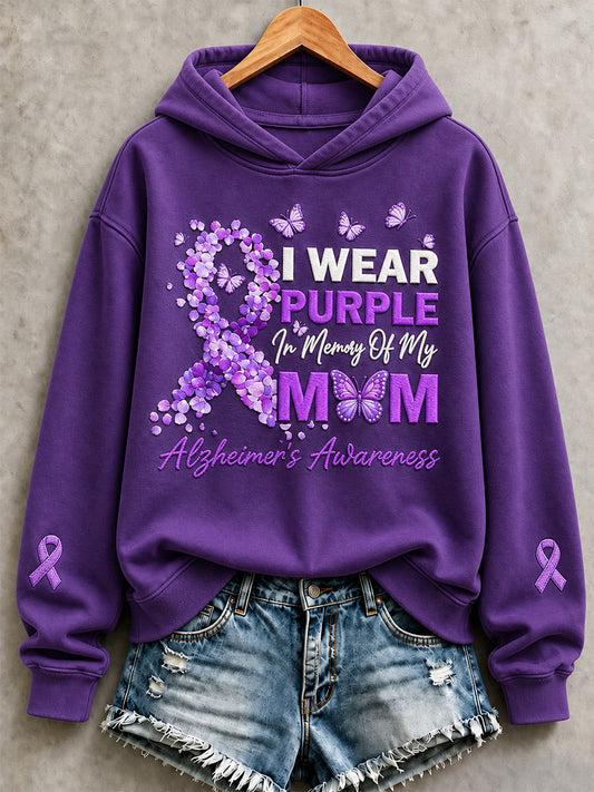 Women's Purple Floral & Alzheimer's Awareness Support Print Sweatshirt
