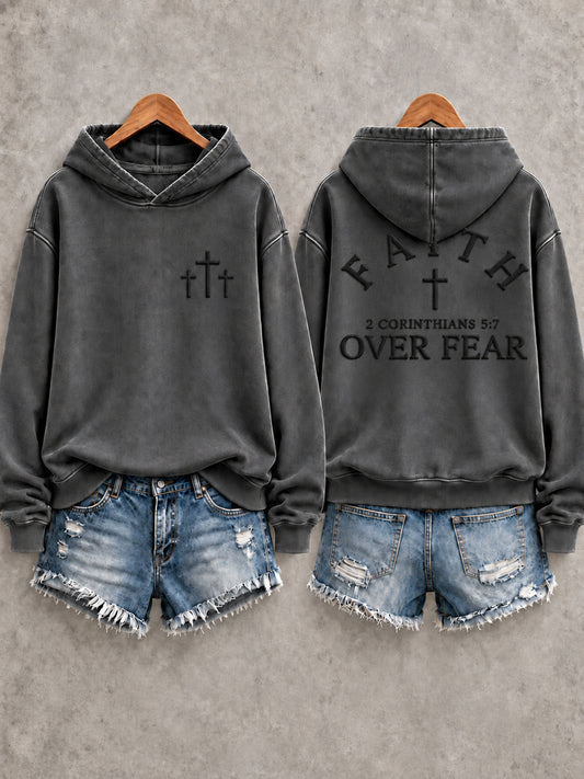 Women's Christian Faith Over Fear Cross Hoodie