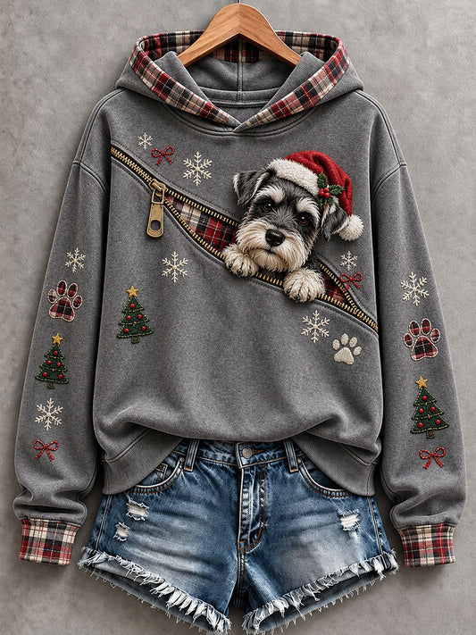 Women's Christmas Schnauzer Pattern Hoodie