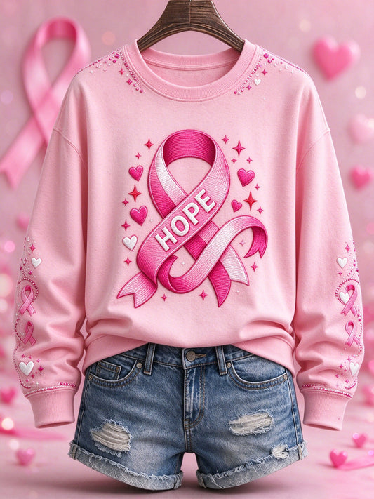 Women's Breast Cancer Print Sweatshirt