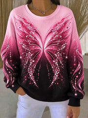 Women's Breast Cancer Ribbed Round-Neck Sweatshirt