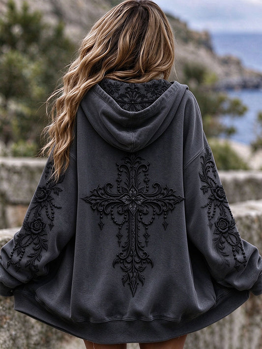 Women's Gothic Cross Christian Hoodie