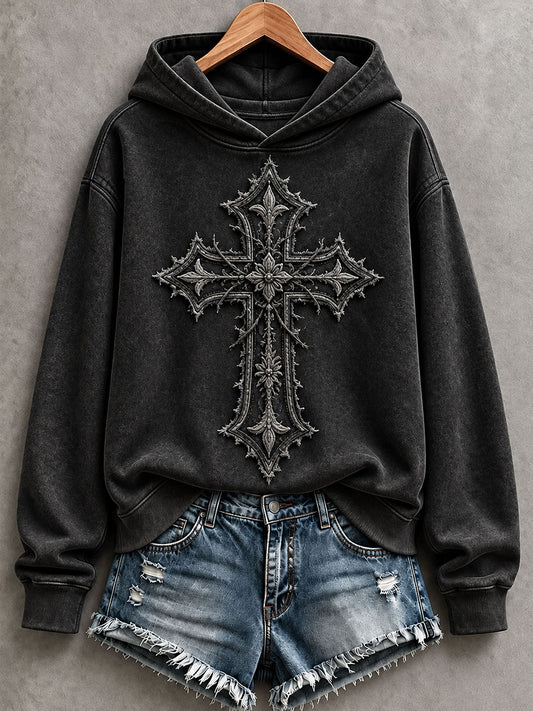 Women's Gothic Cross Christian Hoodie