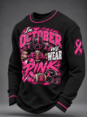 Men's Real Men Wear Pink Breast Cancer Awareness Waffle Sweatshirt