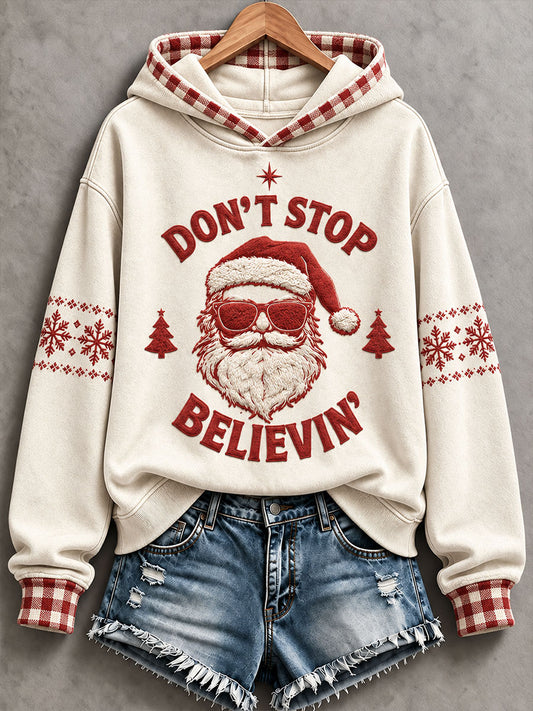 Women's Christmas Santa Print Hoodie