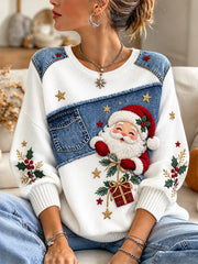 Women's Christmas Santa Claus Print Casual Sweater