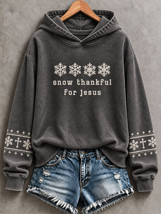 Women's Snow Thankful For Jesus Regular Sweatshirt