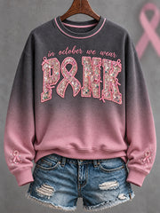Women's Breast Cancer Awareness Pink Art Printed Sweatshirt