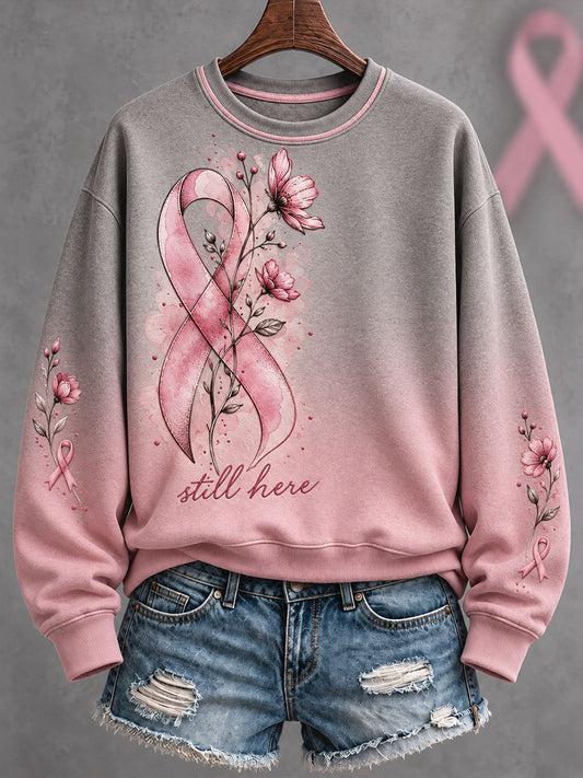 Women's Breast Cancer Awareness Pink Art Printed Sweatshirt