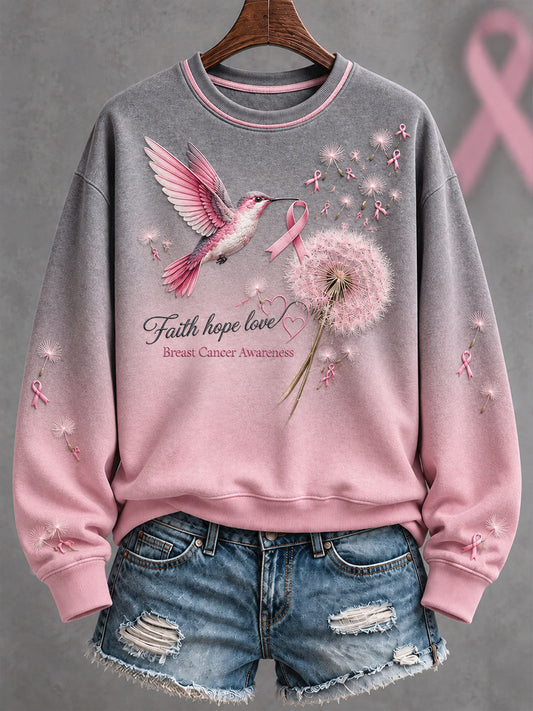 Women's Breast Cancer Awareness Pink Art Printed Sweatshirt