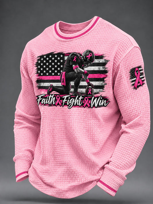 Men's Real Men Wear Pink Breast Cancer Awareness Waffle Sweatshirt
