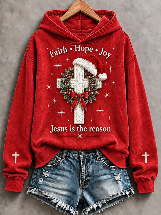 Women's Christmas Cross Print Sweatshirt