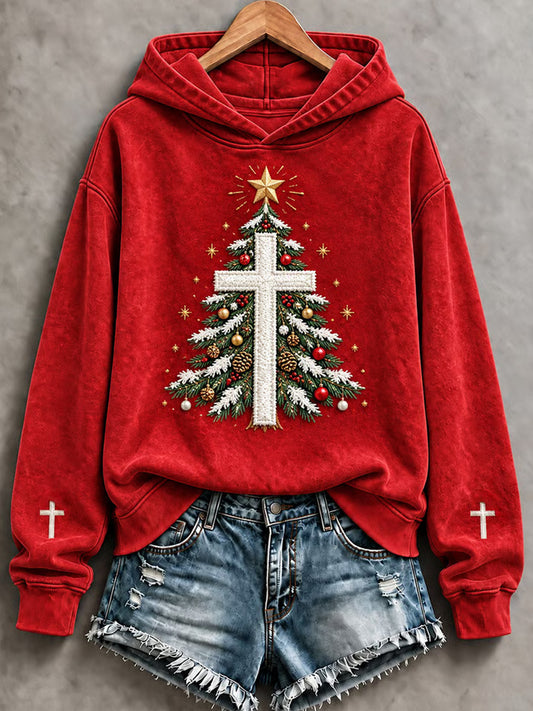 Women's Christmas Cross Print Sweatshirt