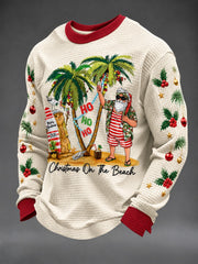 Men's Christmas On The Beach Printed Waffle Long Sleeve T-Shirt