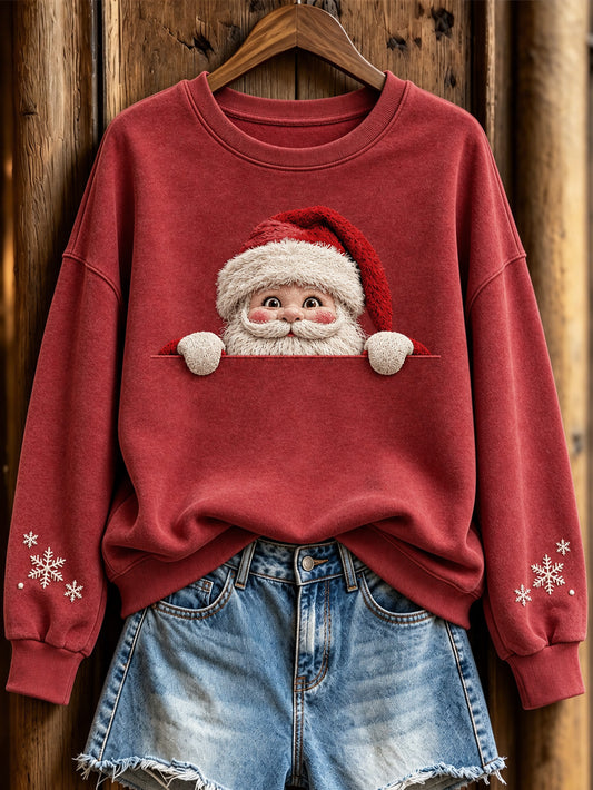 Women's Santa Claus Pattern Causal Regular Sweatshirt