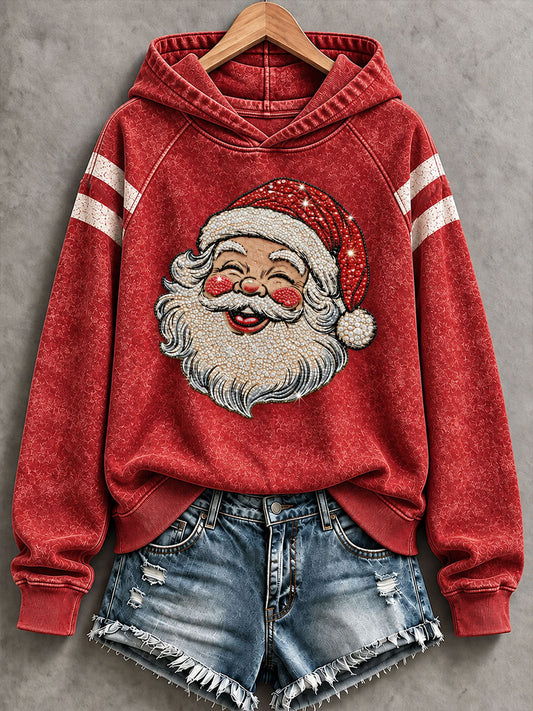 Women's Vintage Santa Claus Print Hoodies