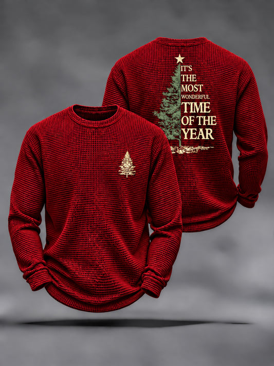Men's Christmas Christian Wonderful Time Waffle Sweatshirt